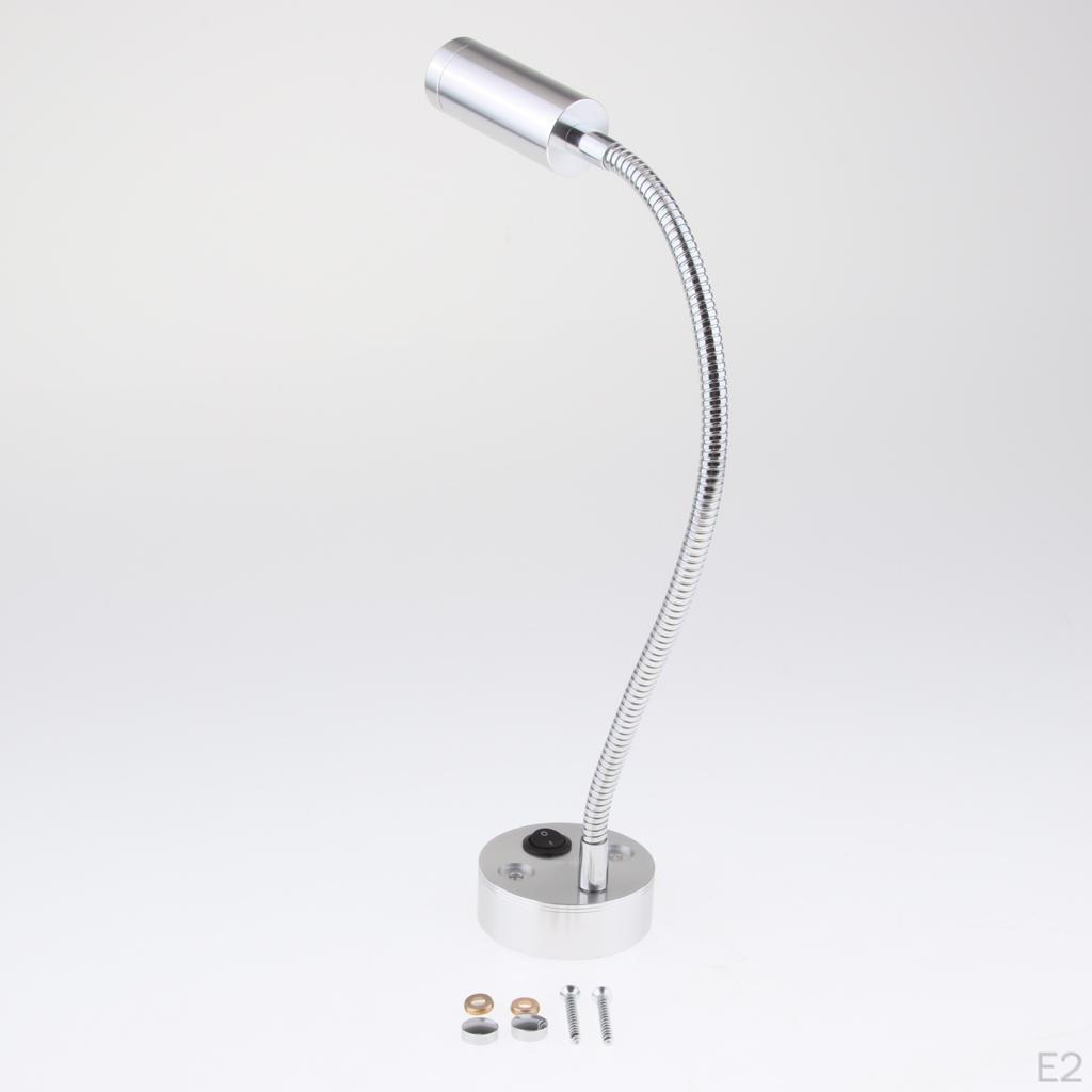 12V 3W 170LM RV Boat LED Reading Light Gooseneck Lamp Wall Surface Mount