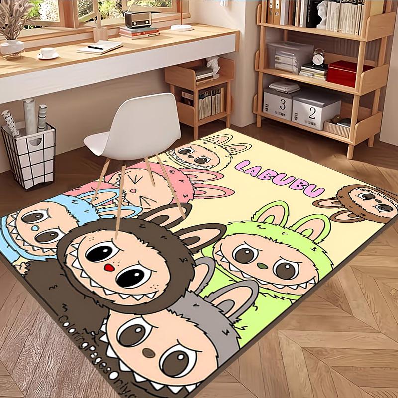 Labubu Print Rug, Washable Floor Carpet, For Entryway Dorm Laundry Room Office Study, Home Decor Birthday Christmas Gift