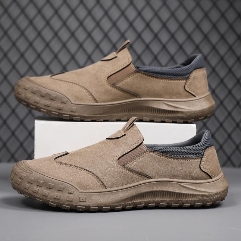 

Новые весенне-осенние туфли на мягкой подошве, мужские модные туфли в стиле милитари, удобные низкие слипоны, уличная мужская обувь 45 коричневый