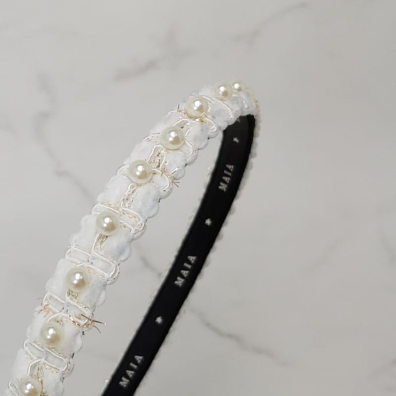 MAIA Pearl Bead Headband - White