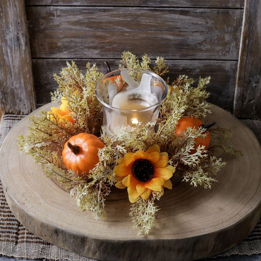 

25cm Artificial Pinecone Candle Wreath Autumn Party Decor Pumpkin Maple Leaf Thanksgiving Day Wreath Party Home Ornaments