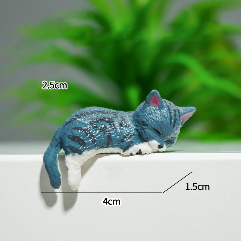 5Pc Car Landscape Cat Ornaments Cute Cartoon Cat Ornament Car Center Console Navigator Screen Sleeping Cat Decoration Miniatures