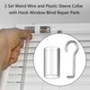 2 Set Tilt Wand Wire and Sleeve Collar for Horizontal Mini Blinds Wand Replacement with Hook Window Blind Repair Parts