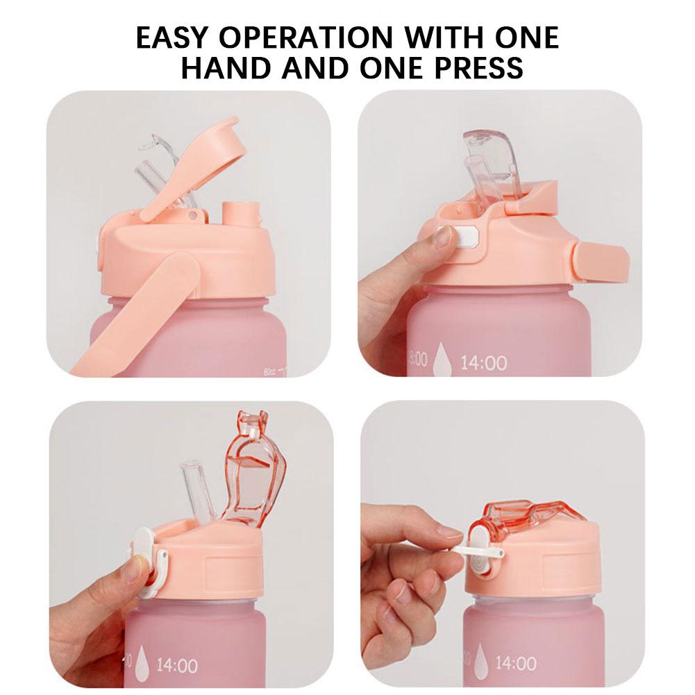 3Pcs Set Sports Water Bottles with Straw 9oz/25oz/64oz BPA-Free Durable and Leakproof Cups with Time Marker for Gym Travel Home