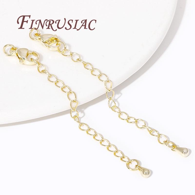 2/5/10Pcs 18K Gold Color Extension Extended Tail Chains with Lobster Clasps Connectors For Jewelry Making DIY Bracelet Findings