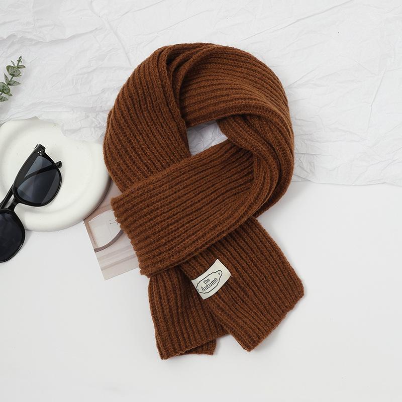 Scarf women's high-end sense autumn and winter new versatile solid color thickened warm wool knitted scarf scarf scarf