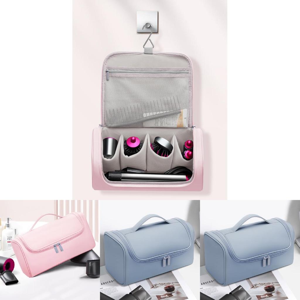 Travel Hair Dryer And Curling Iron Organizer Pu Storage Bag For Bathroom And Vacation Use