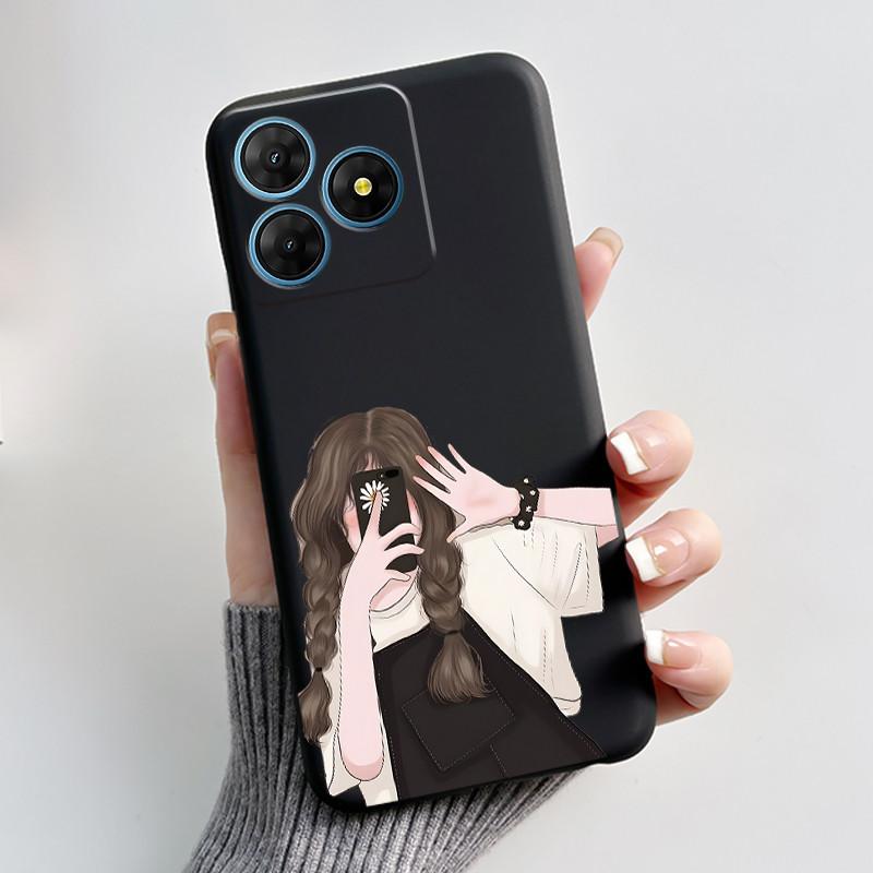 For Oscal Flat 2 2C Case Cute Love Rabbit Black Soft Silicone Protective Back Cover For Blackview Oscal Flat 2 2C Phone Cases
