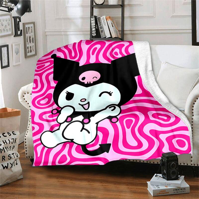 1pc Blanket Sanrio Kuromi1 Print Design, Lightweight Blanket for Sofa, Bed- Soft &Warm, Gift for All Seasons like Christmas, Halloween