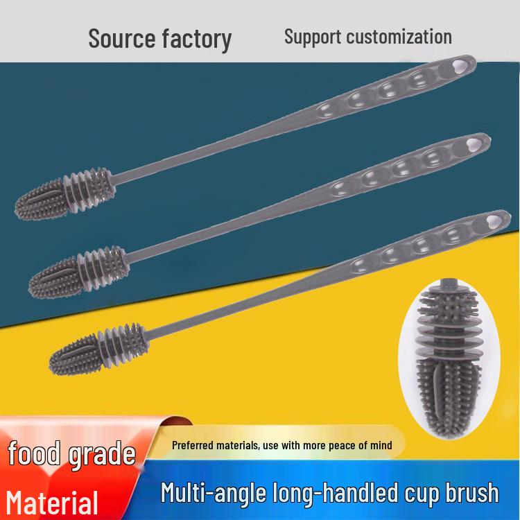 

Силиконовая щетка для мытья детских бутылочек и сосок - Длинная ручка, без мертвых углов Gray short handle