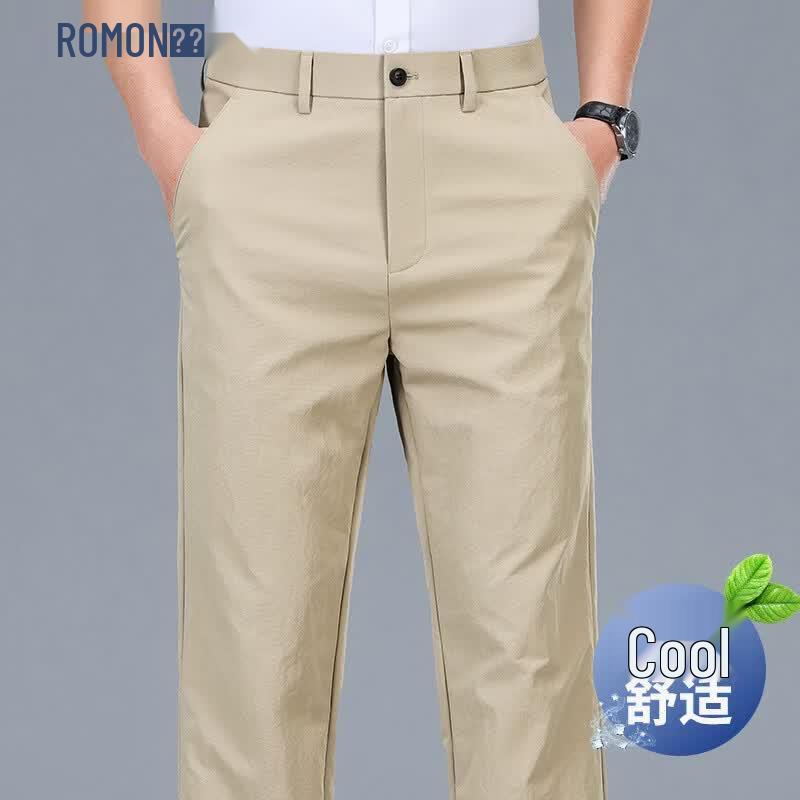 ROMON Men's Summer Quick-Dry Straight-Leg Casual Pants