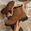 Damen Knöchelboots Bequeme Outdoor Flache Schuhe 2026 Winter Neue Kurze Stiefel Gehen Designer Mode Runde Zehenschuhe Damen