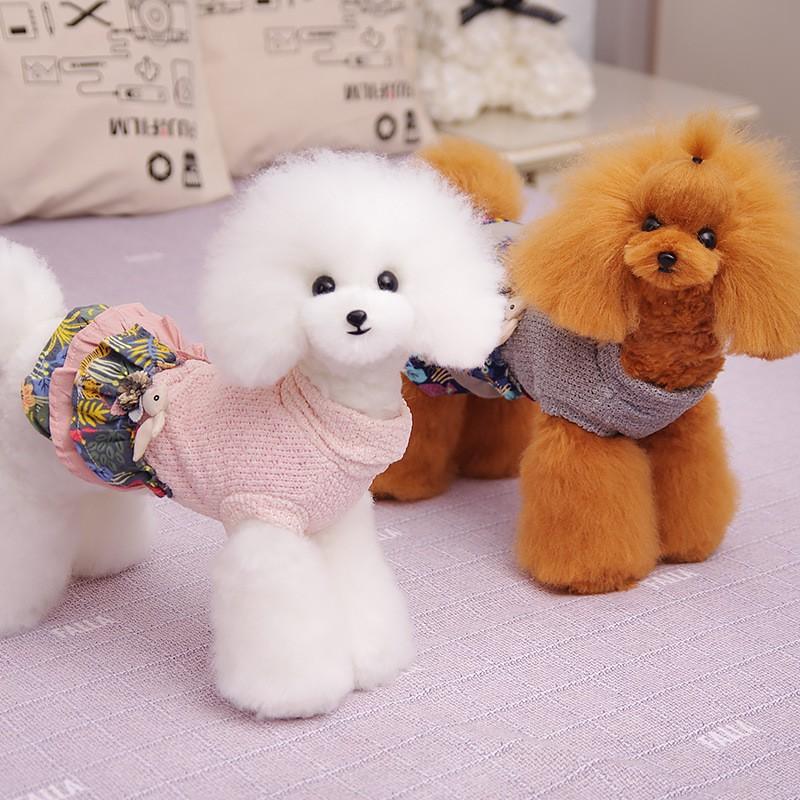 Warm Pet Dog Princess Dress Small Breed Winter Outfit
