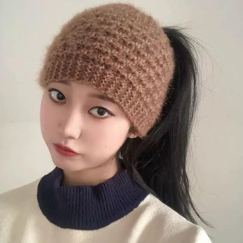 Hat Men's Winter Warm Knitted Hat Winter Cycling Fleece Ear Protector Wool Hat Scarf Men's Blue Pullover Hat