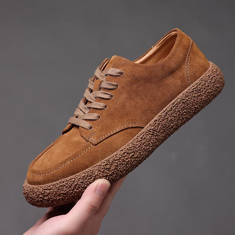 

Мужская обувь 2025 новая обувь Doudou мужская на мягкой подошве повседневная кожаная ретро британская обувь для доски шлепанцы меховая обувь мужская модная обувь 38 жёлтый