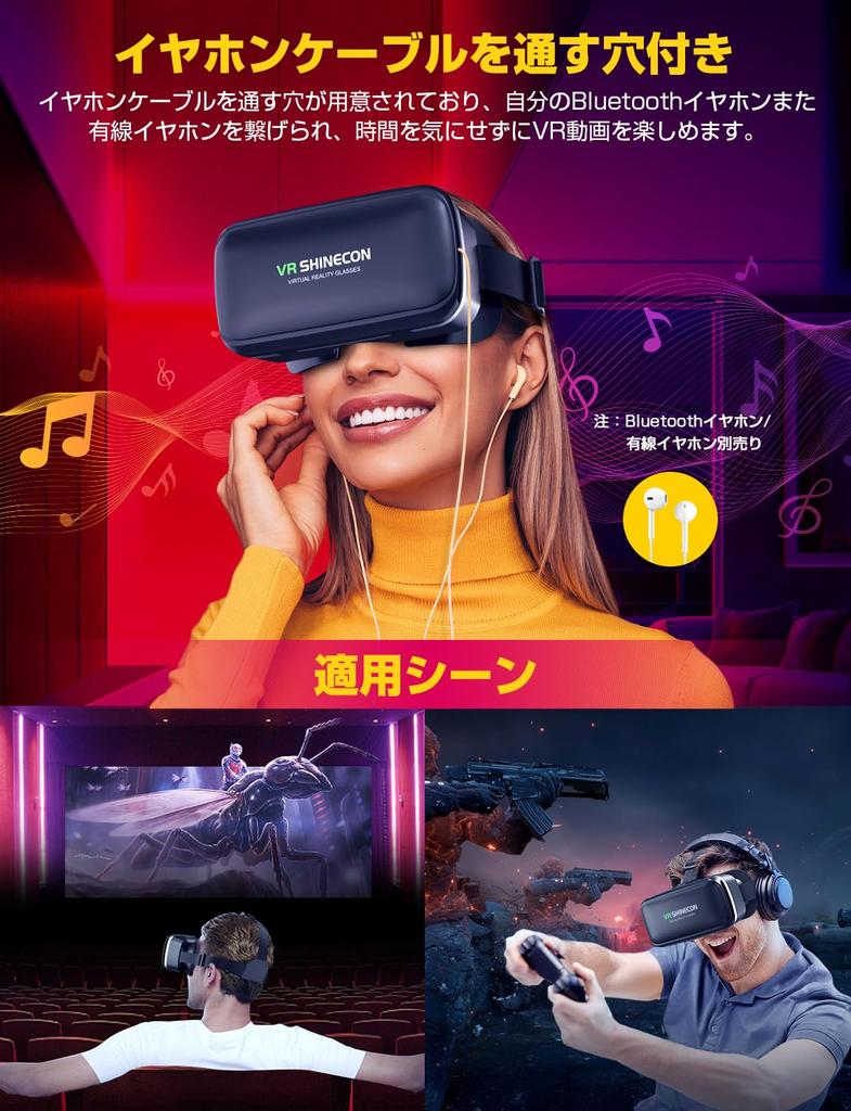 AOTTOO VR Headset for Adjustable Focus and Eye 1080PHD Aspherical Optical Glasses Blue Light Comfortable Viewing Compatible with Inch iPhones and