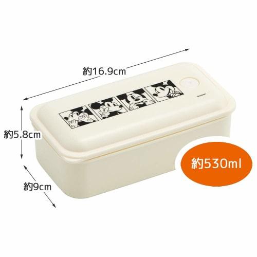 Skater Bento Box, Silver Ion (Ag+) Antibacterial, Fluffy Serving, Integrated Gasket, Single Tier, 530ml, Mickey Mouse Disney, PAL5AG
