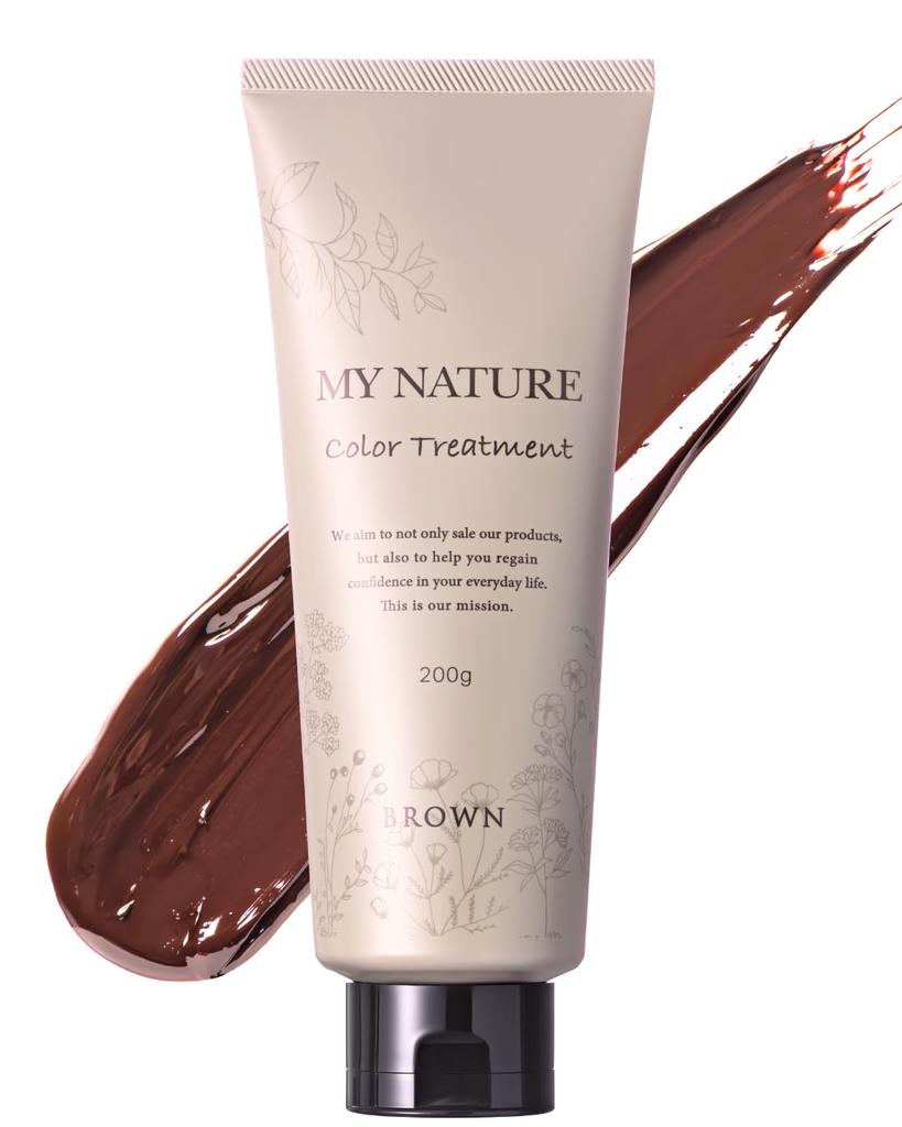 Gray Hair My Nature Color 1 for Women with Gray Gift [Glossy Care] Treatment, Brown, Bottle, Hair, Organic, Popular, (1 Bottle, Brown)