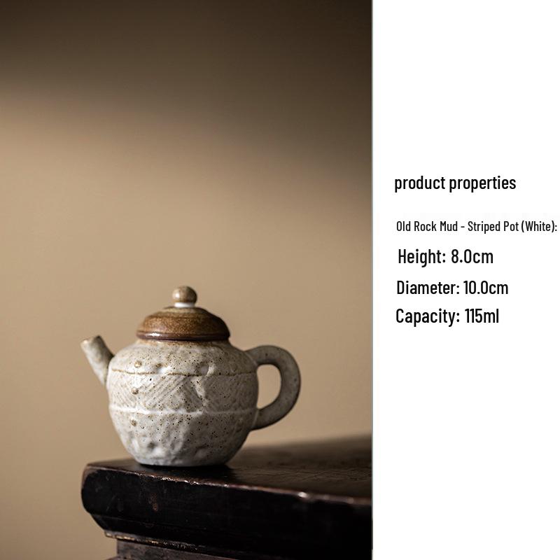 

Fan Yi Coarse Pottery Semi-Handmade Teapot: Wabi-Sabi Style Kung Fu Tea Set with Ball Hole Filter Old Rock Mud