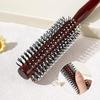 Anti-Static Wooden Handle Salon Styling Drying Tool Round Hairdressing Curling Massage Roller Comb For Real Hair Wigs Barber
