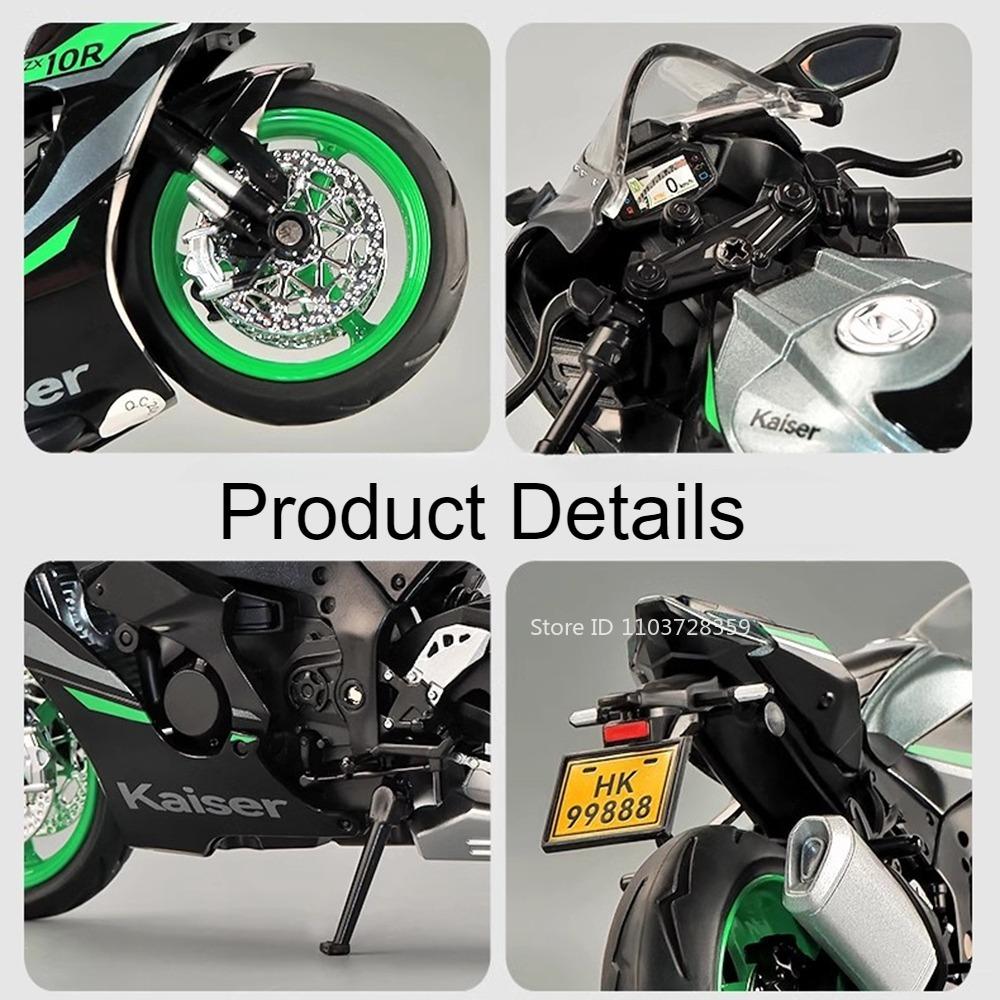 1:12 Kawasaki NIJIA ZX-10R KX450 Motorbike Model Toys Alloy Diecast Sound Light Shock Absorption Ornament Motorcycles Kids Gifts