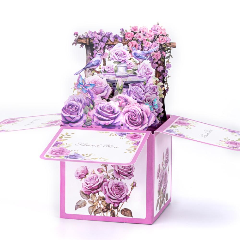 Buchet de hârtie 3D pop-up cu flori fluture Flori de hârtie Carte poștală Mamă Soție
