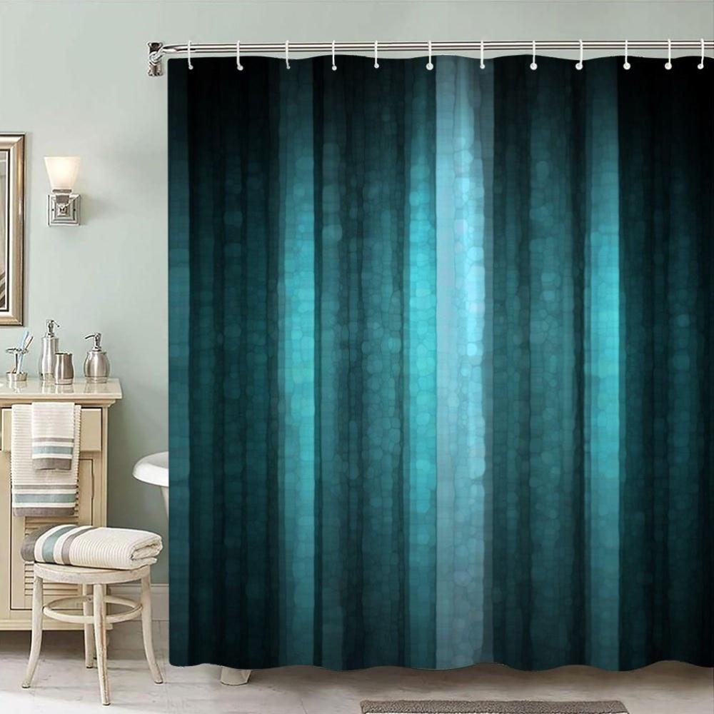 

Elegant Teal Ombre Print Waterproof Shower Curtain For Bathroom, Modern Abstract Design High-End Toilet Partition Curtain W60H190(CM)-1 Pcs