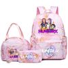 3Pcs/set Anime K-Pop Demon Hunters Printed Backpack Handbag Pencil Case for Teenager Student Bookbag Schoolbag Women Large Capacity Waterproof Bag