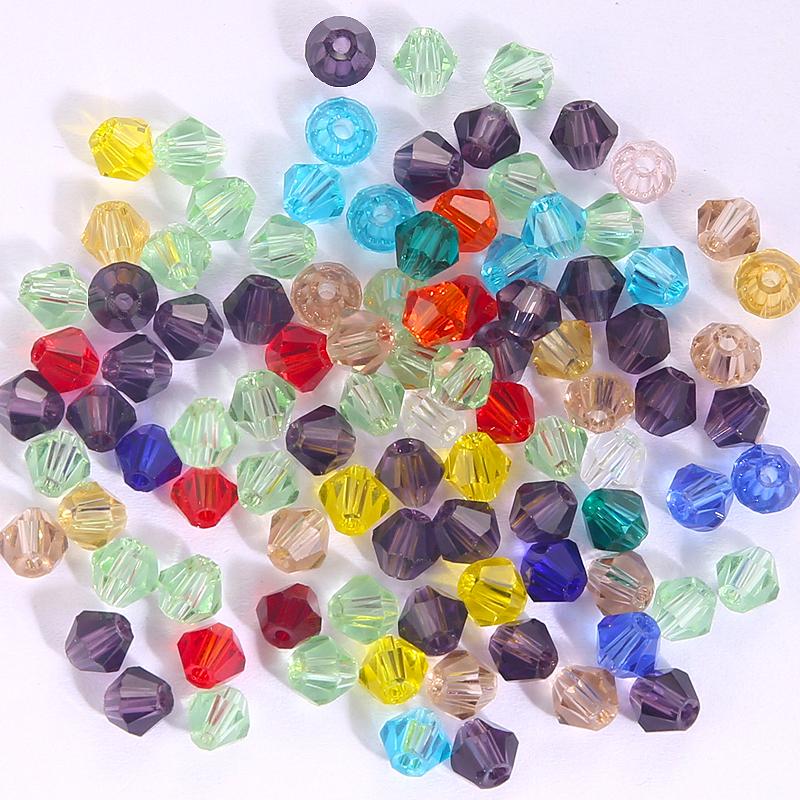 200 Pièces 4MM Perles de Verre Forme Cônes Cristaux Facettés pour la Fabrication de Bijoux Bracelet Collier Boucles d'Oreilles Perles DIY