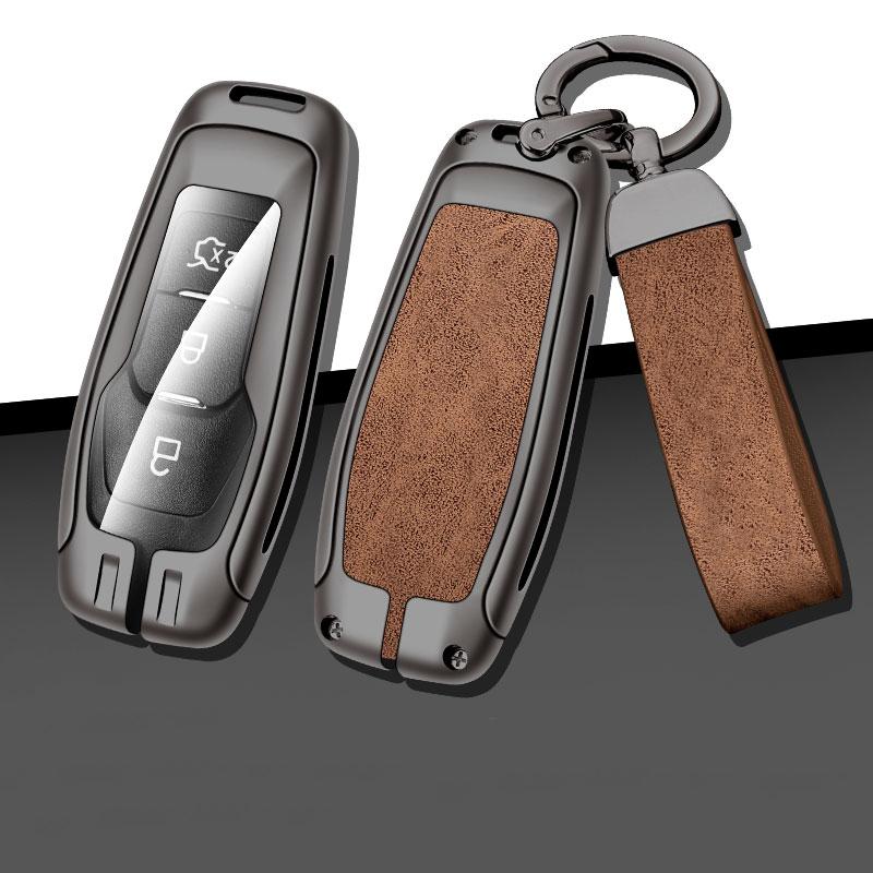 Leather Car Metal Key Case Cover For Ford Focus 3 4 St Mondeo 5 Mk5 Mustang F-150 Explorer Edge Fiesta Kuga Mk3 4 Key Chain