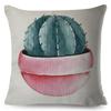 Cute Succulent Plant Cushion Covers Set Watercolor Potted Cactus In Cup Box Design Soft Pillow Home Decor Xcm