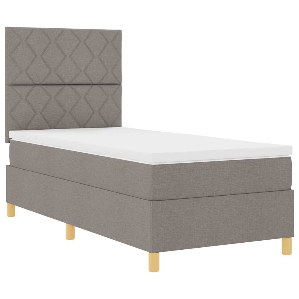 Boxspring Bed with Headboard Taupe 100 x 200 cm Fabric