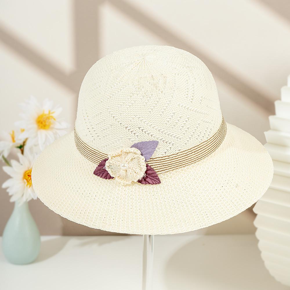 Straw hat women's outdoor travel sunscreen hat bucket hat basin hat elegant versatile women's sun hat breathable adult