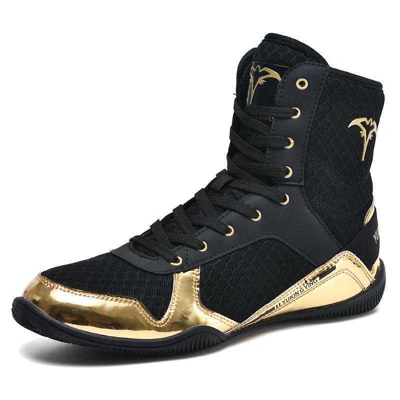 

Boxing shoes men s professional national team professional non-slip Sanda shoes high-top fighting training shoes wrestling 46