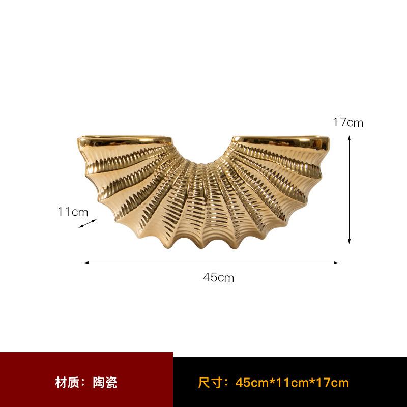 Gyllene Skal Keramisk Vas Geometrisk Halvcirkel Konkylie Blomsterarrangemang Tillbehör Blomvas Vardagsrumsdekoration