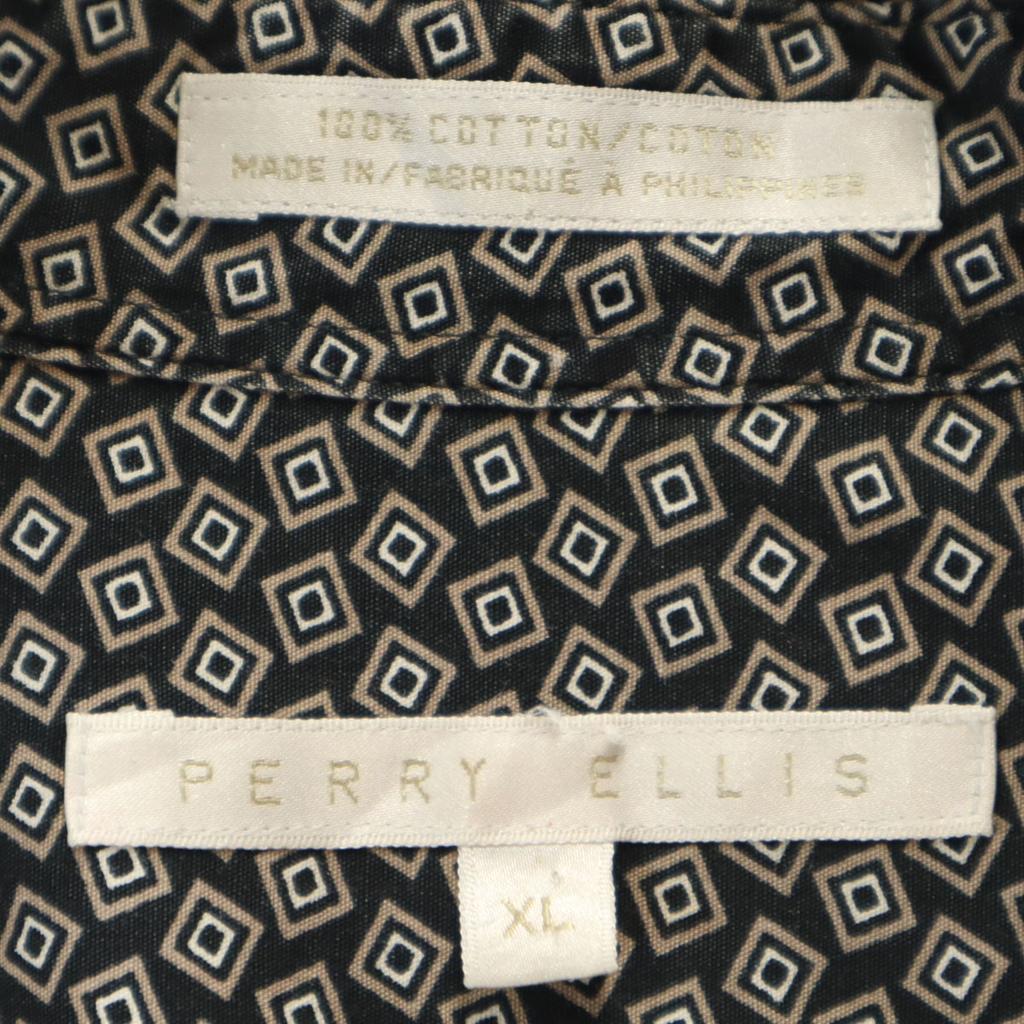 PERRY ELLIS Overall handle Short sleeve Cotton shirt XL black Men's Used