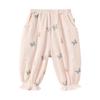 Babylove Girls' Summer Cotton Gauze Cuffed Mosquito Pants