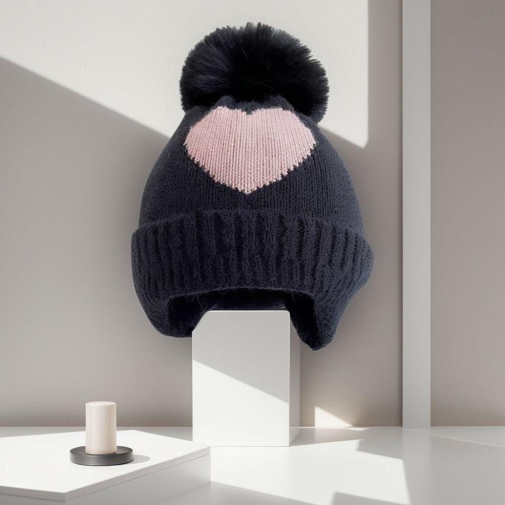 0-3Year Solid Color Baby Knitted Hat Plush Ball Children Warm Cap Beanie Hats Newborn Toddler