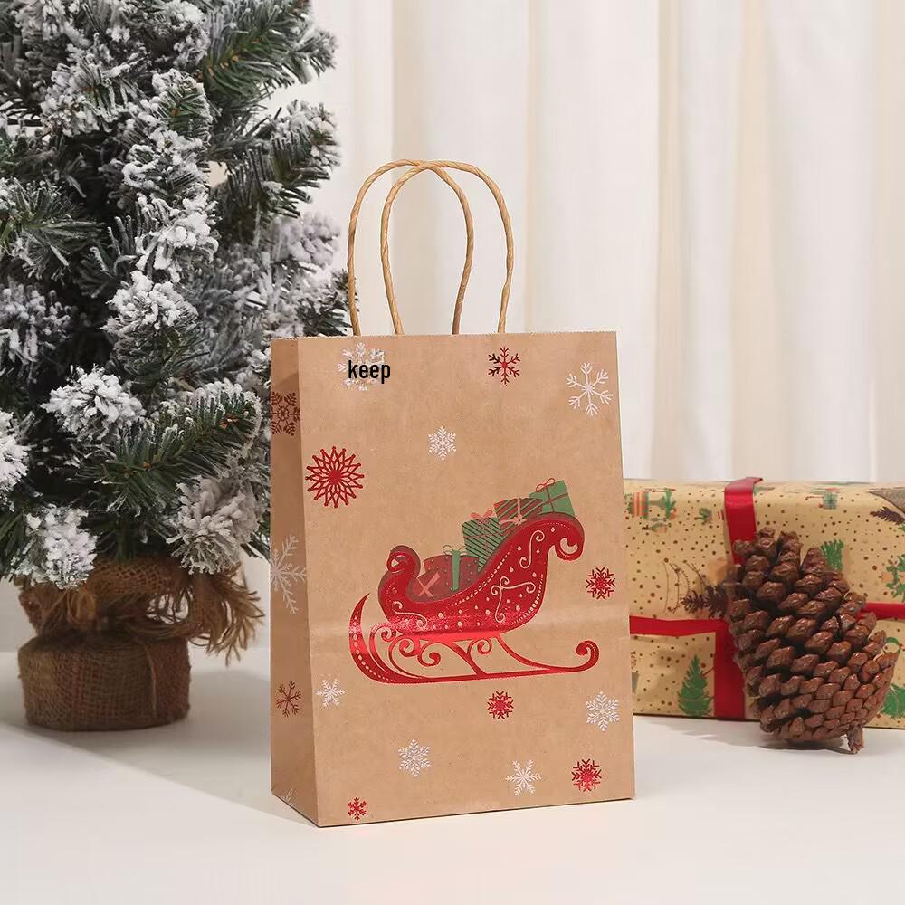 Saco de Presente de Papel Kraft de Natal com Hot Stamping - Embalagem para Doces e Lembrancinhas