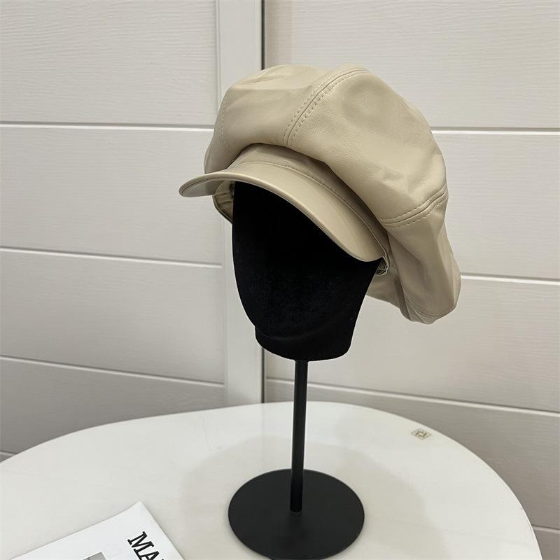 

Large version exaggerated cloud PU leather octagonal cap women s autumn and winter fashionable retro newsboy hat
