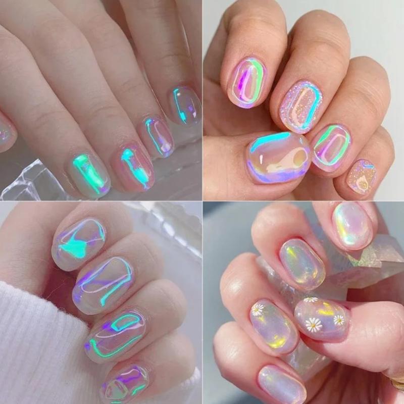 

1 рулон фольги для ногтей переводные наклейки Aurora Laser Переводные картинки для ногтей Обертывания Блестящий лак для маникюра Украшения