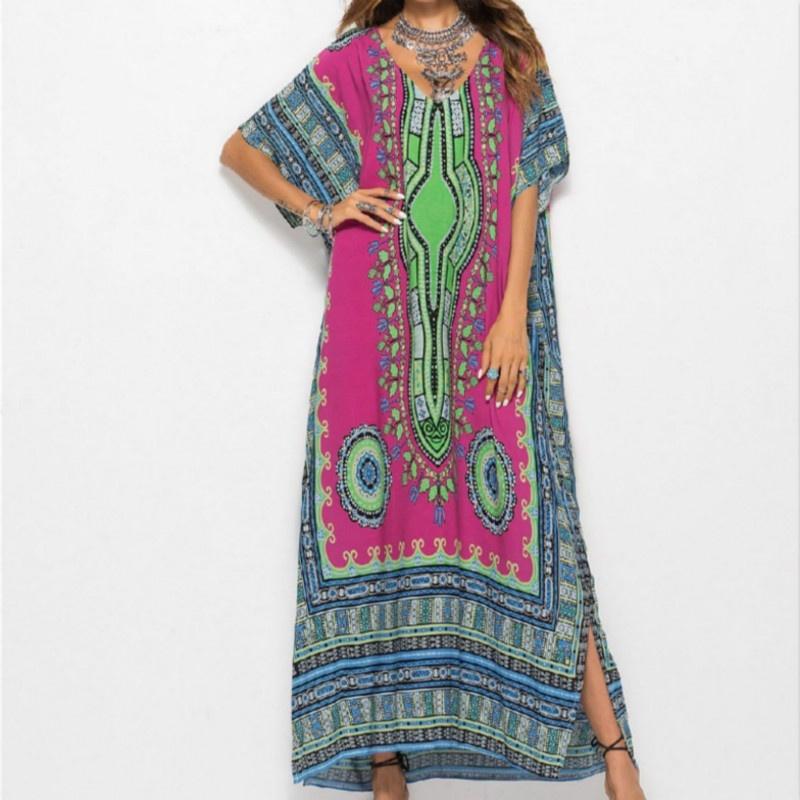 Spring Women's Clothes Plus-size South American Wind Printing Casual Fashion Dress Long Dress