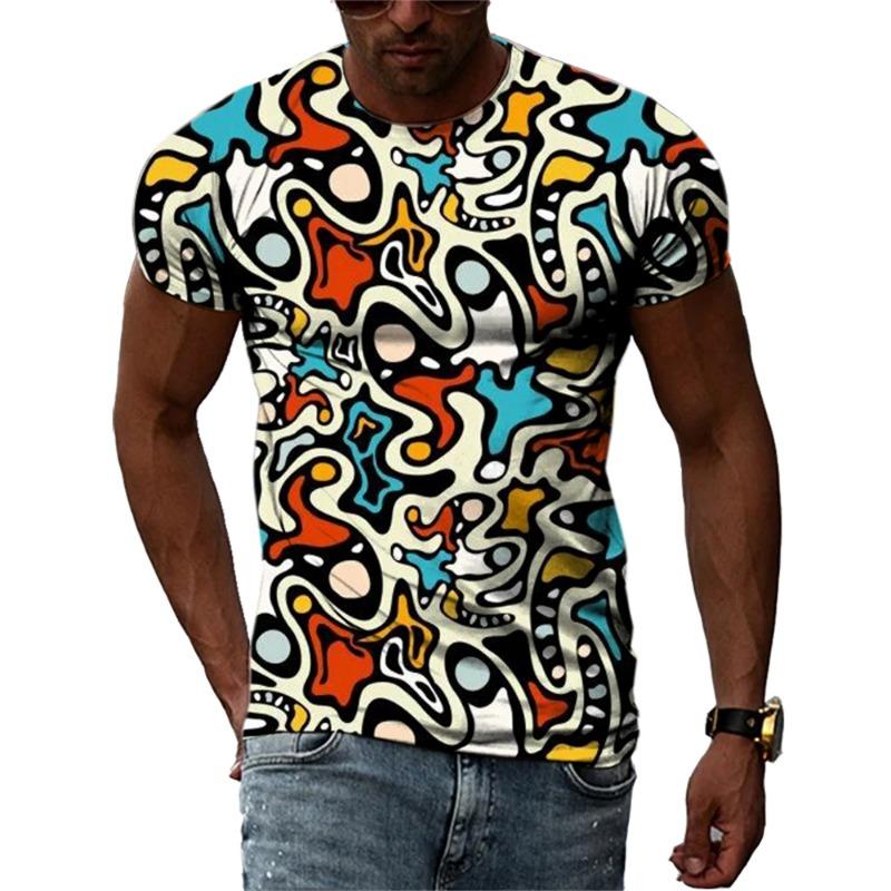 New Fashion Europe and America Retro Graffiti Men T-Shirt Summer