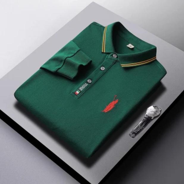 Cotton Striped Shirt Middle -Aged Men 'S Long -Sleeved T -Shirt Middle -Aged Men 'S T -Shirt