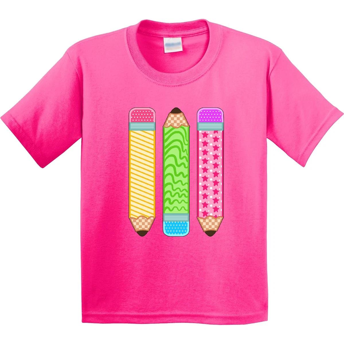 

Inktastic Colorful Patterned Pencils For Back To School Youth kids boys T-Shirt Eletary 120