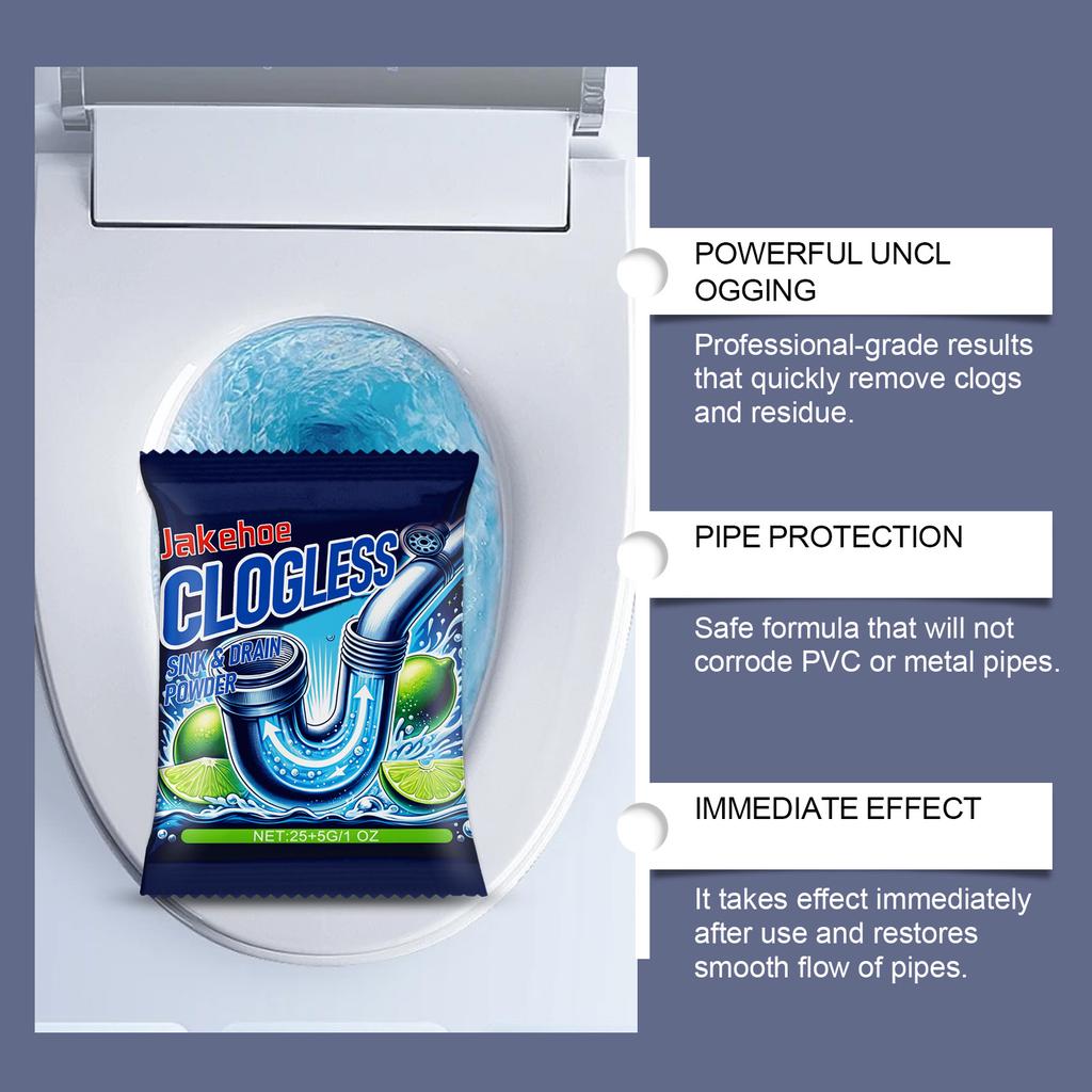 Rohrreinigungspulver – Pulver zum Reinigen, Auflösen und Beseitigen von verstopften Rohren in Bad und Küche sowie zur Geruchsbeseitigung