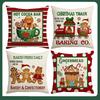 Christmas Festive Atmosphere Warm Gingerbread Man Element Letter Digital Printing Home Decoration Cushion
