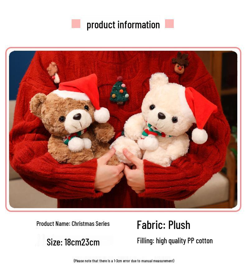 Christmas Teddy Bear with Scarf & Hat - Plush Toy for Valentine's & Birthday Gifts