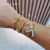 18K Gold Beaded Bow Bracelet with Imitation Pearl and Elastic Cord - European and American Fashion for Women