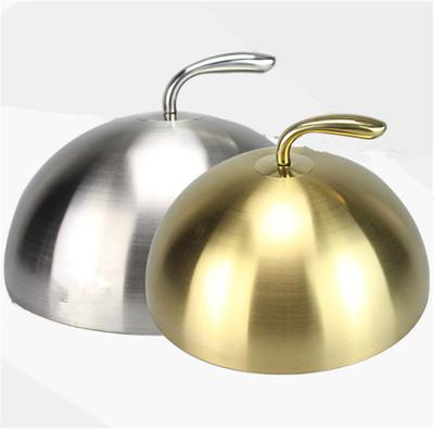 Golden and Stainless Steel Steak Cover Luxury Western Food Covers Thick Iron Plate Cover 20cm To 28cm Gold Non-magnetic Food Lid